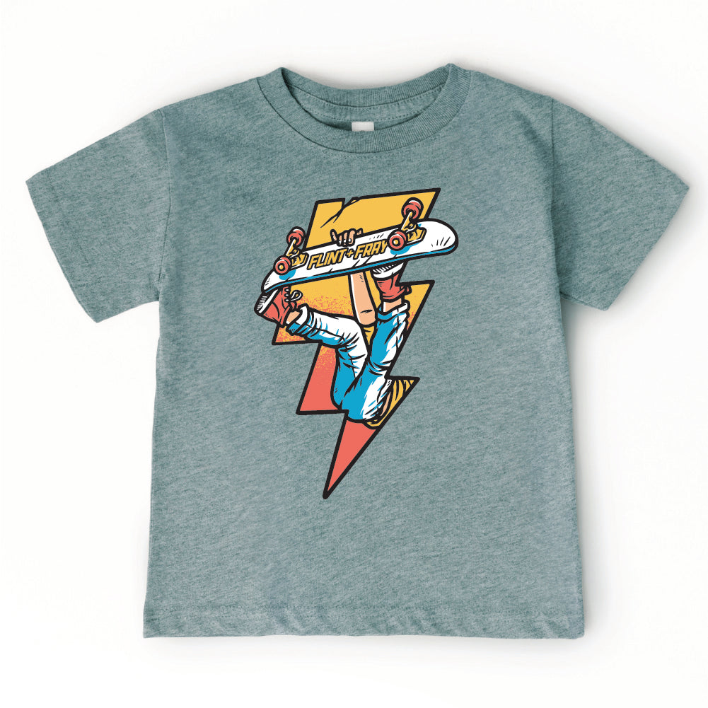 Skateboard Lightning Bolt Kids Tee