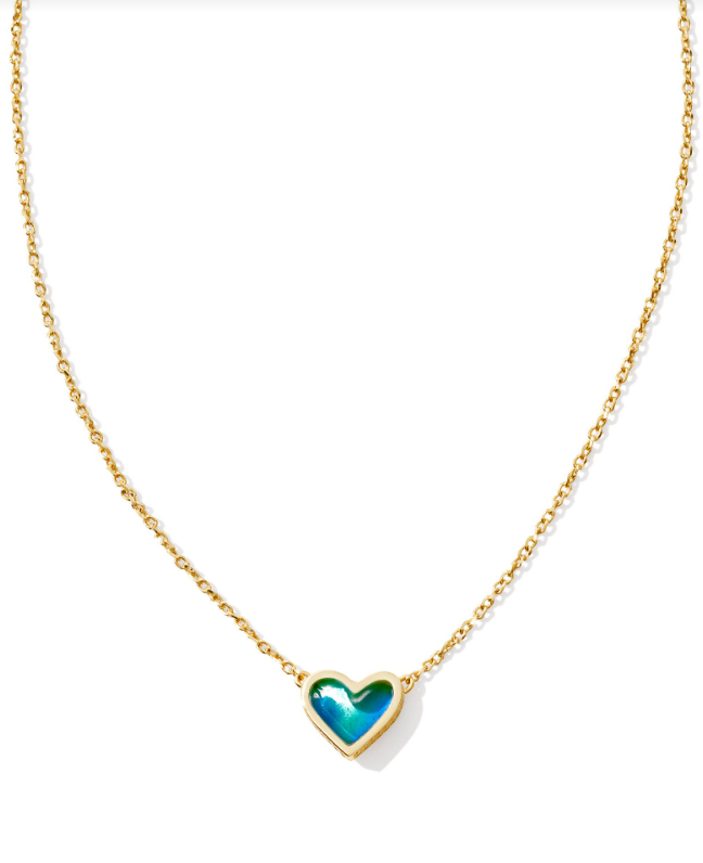 Framed Ari Heart Short Pendant Necklace - Mood Stone