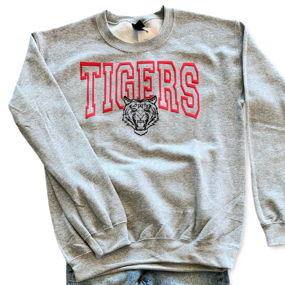 Tigers Red PUFF Crewneck Sweatshirt