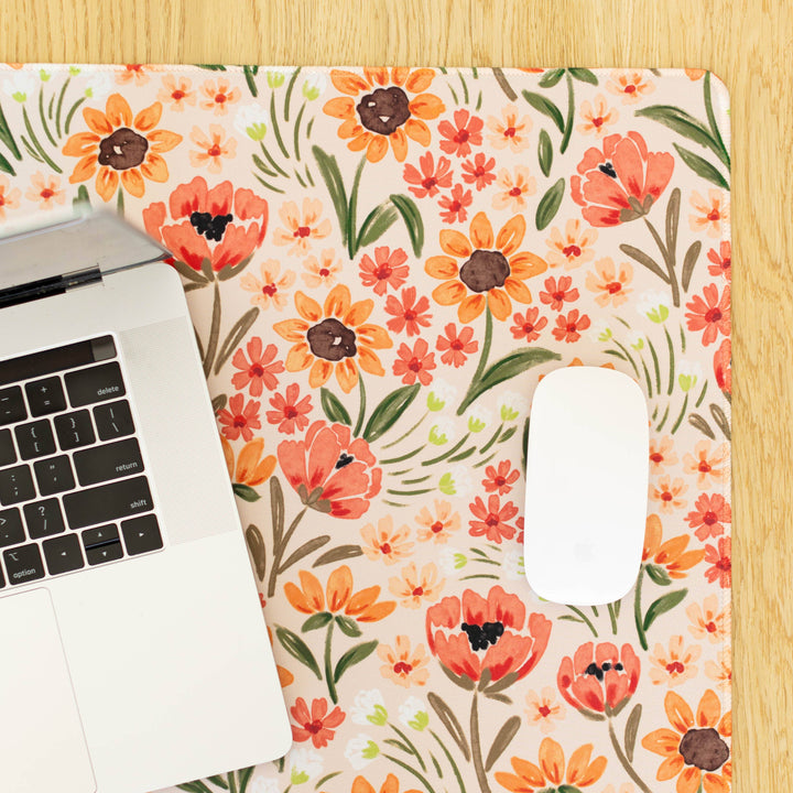 Sunny Poppies Desk Pad