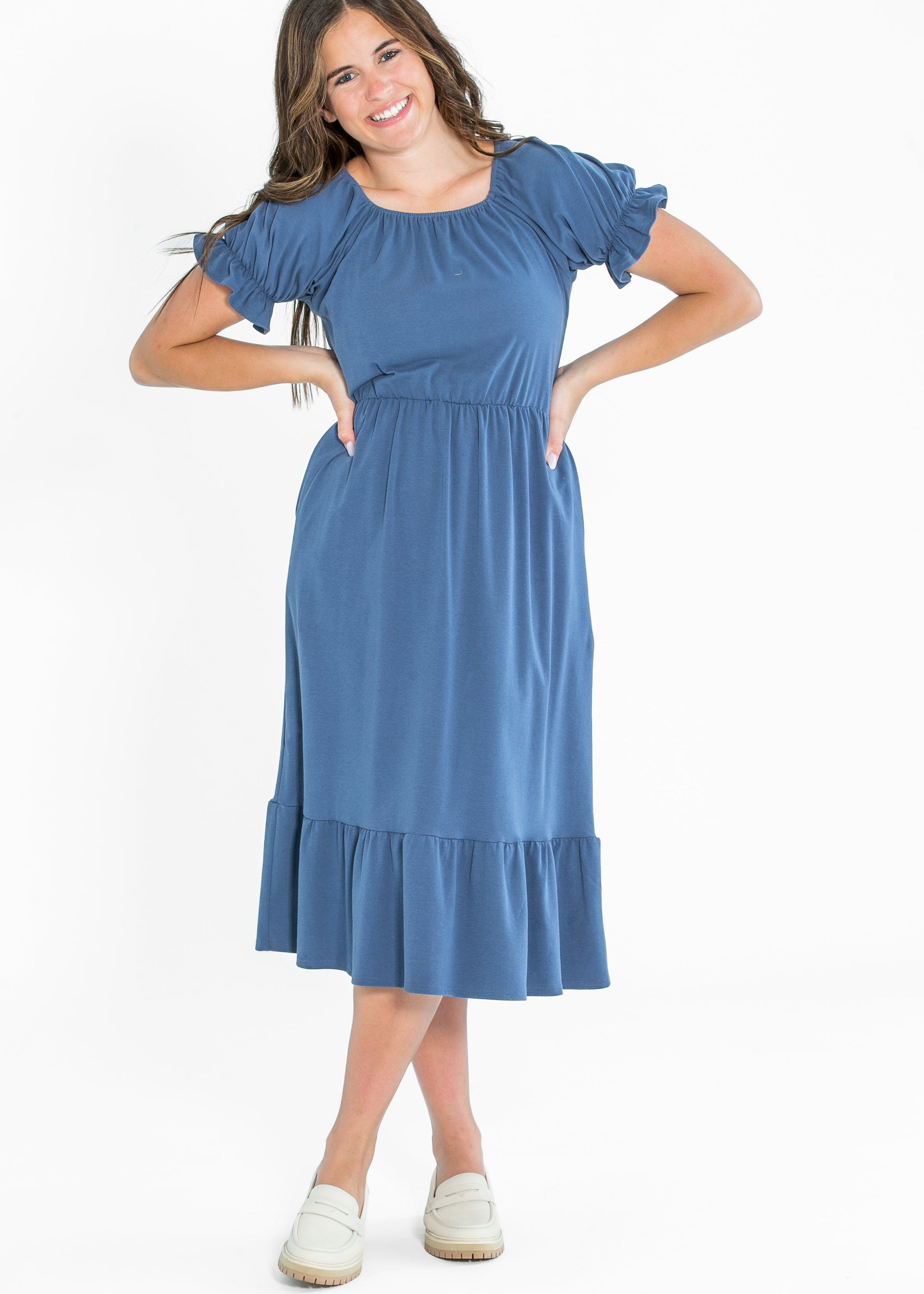 Amy Puff Sleeve Midi Dress  Laree + Co.