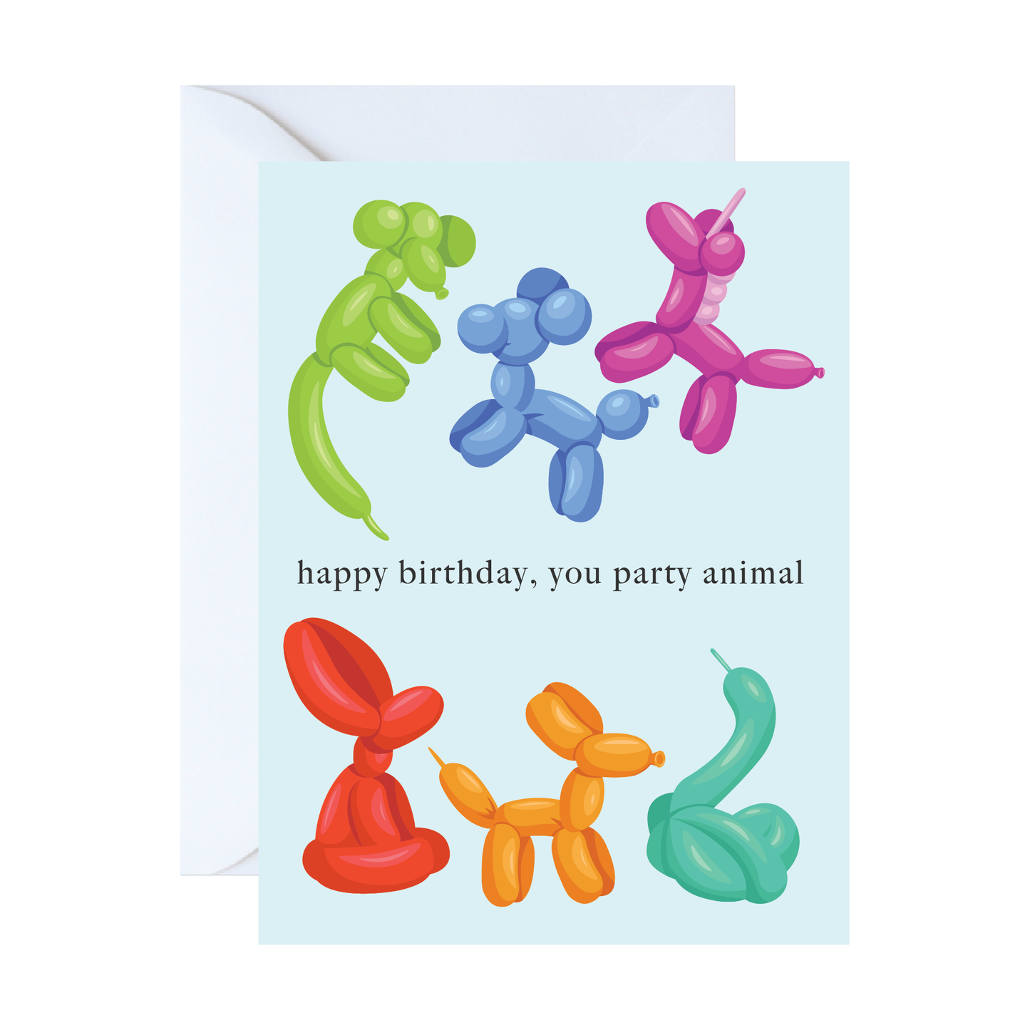 Balloon Animals Birthday- Folded Greeting Card