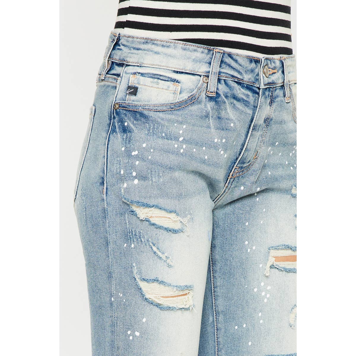 HIGH RISE BOYFRIEND JEANS LIGHT STONE WASH COMFORT STRETCH