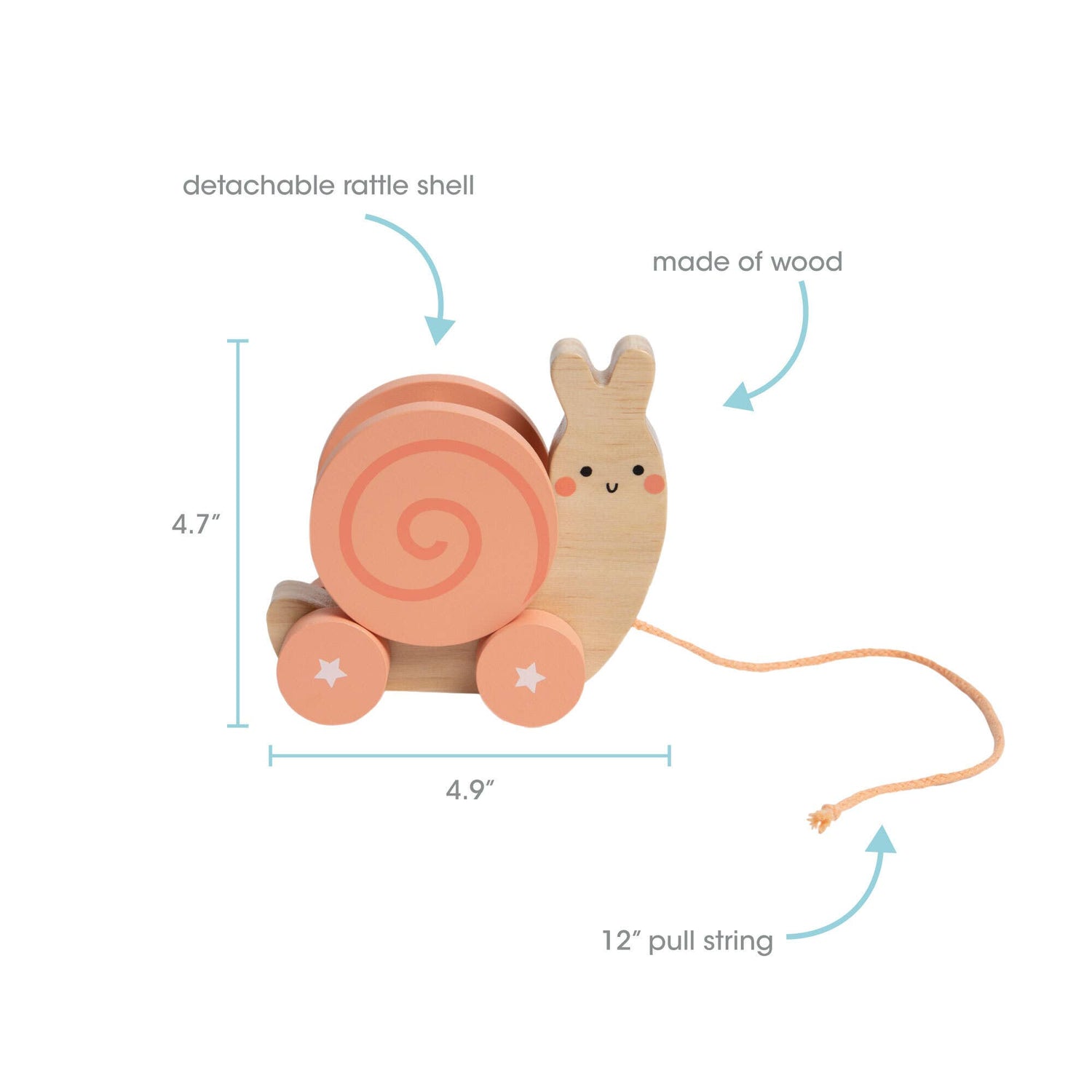Snail Wooden Pull Toy, Developmental Toys, Nursery Decor