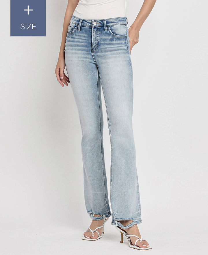 PLUS SIZE TUMMY CONTROL MID RISE BOOTCUT JEANS