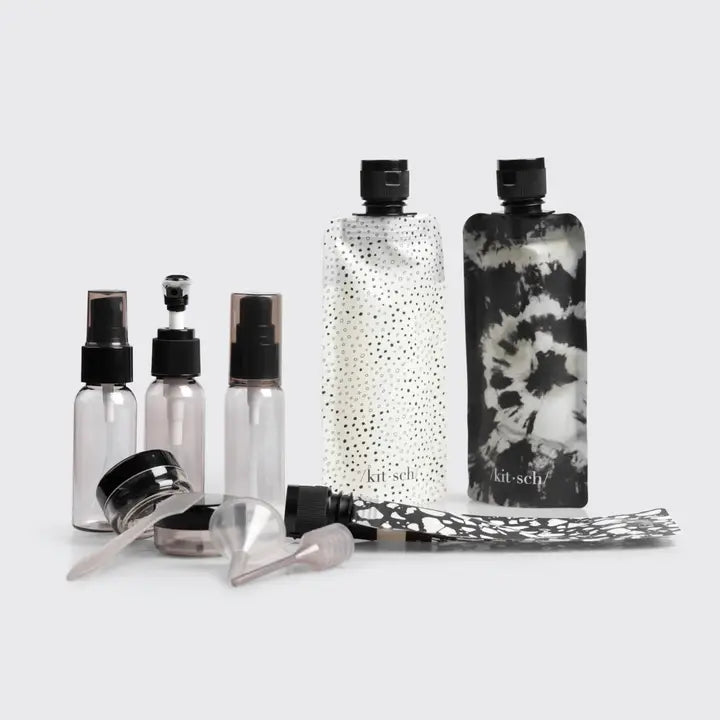 Refillable Ultimate Travel 11pc Set - Black & Ivory