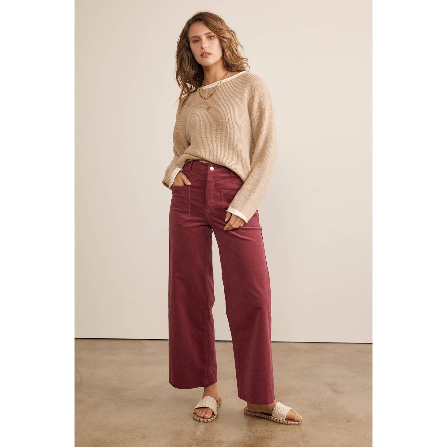 COZY CHIC WIDE LEG CORDUROY PANTS