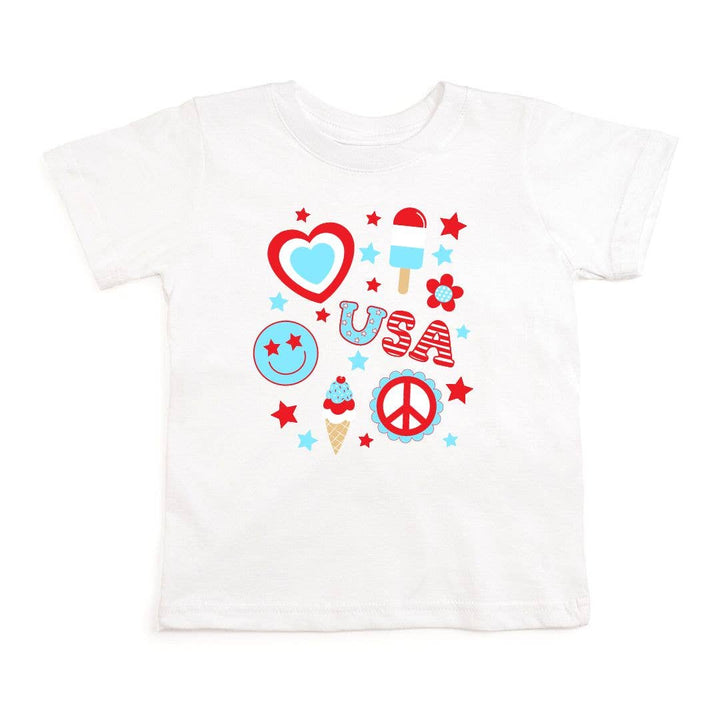 4th Of July Doodle Short Sleeve T-Shirt - White