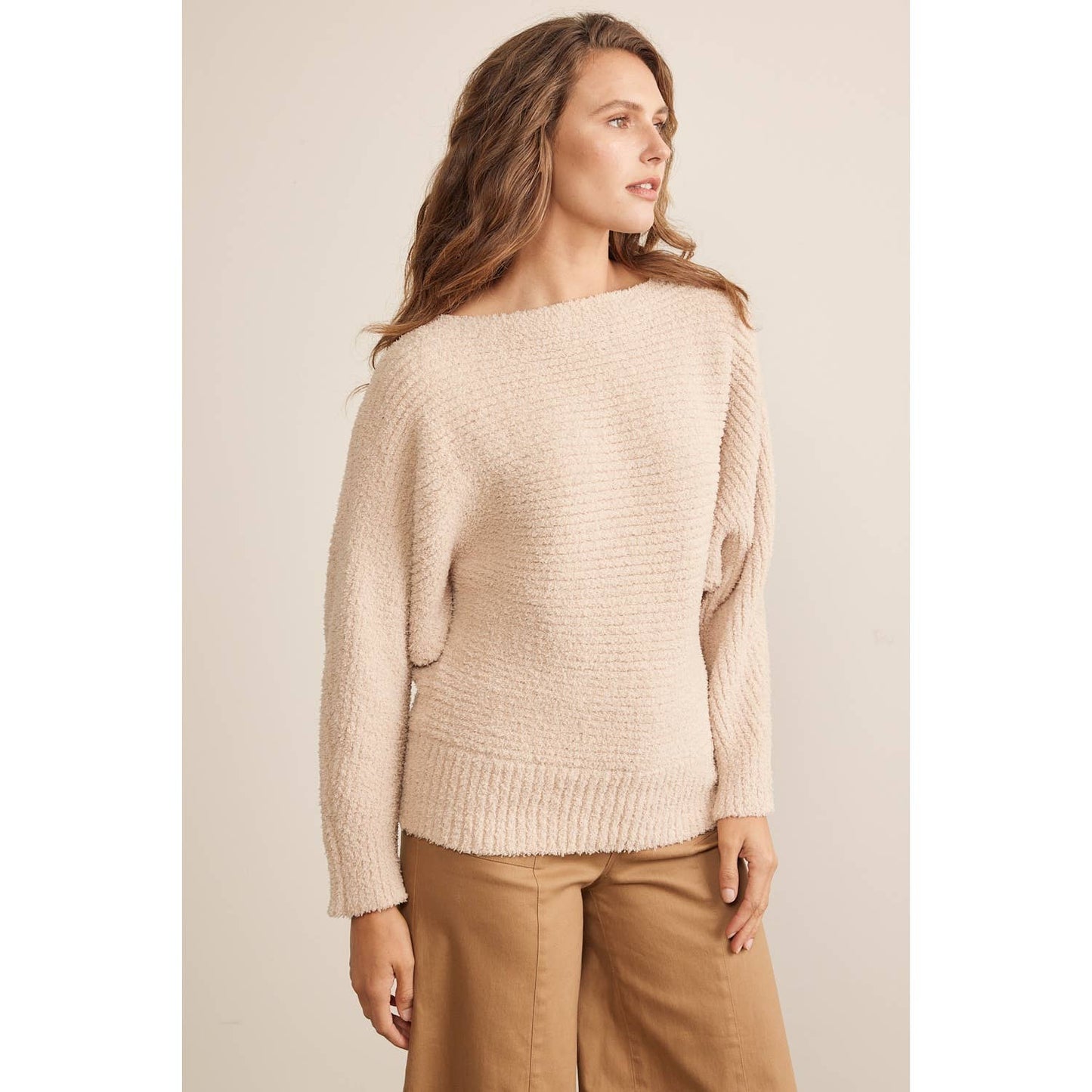 RELAXED FIT BOAT NECK SWEATER TOP