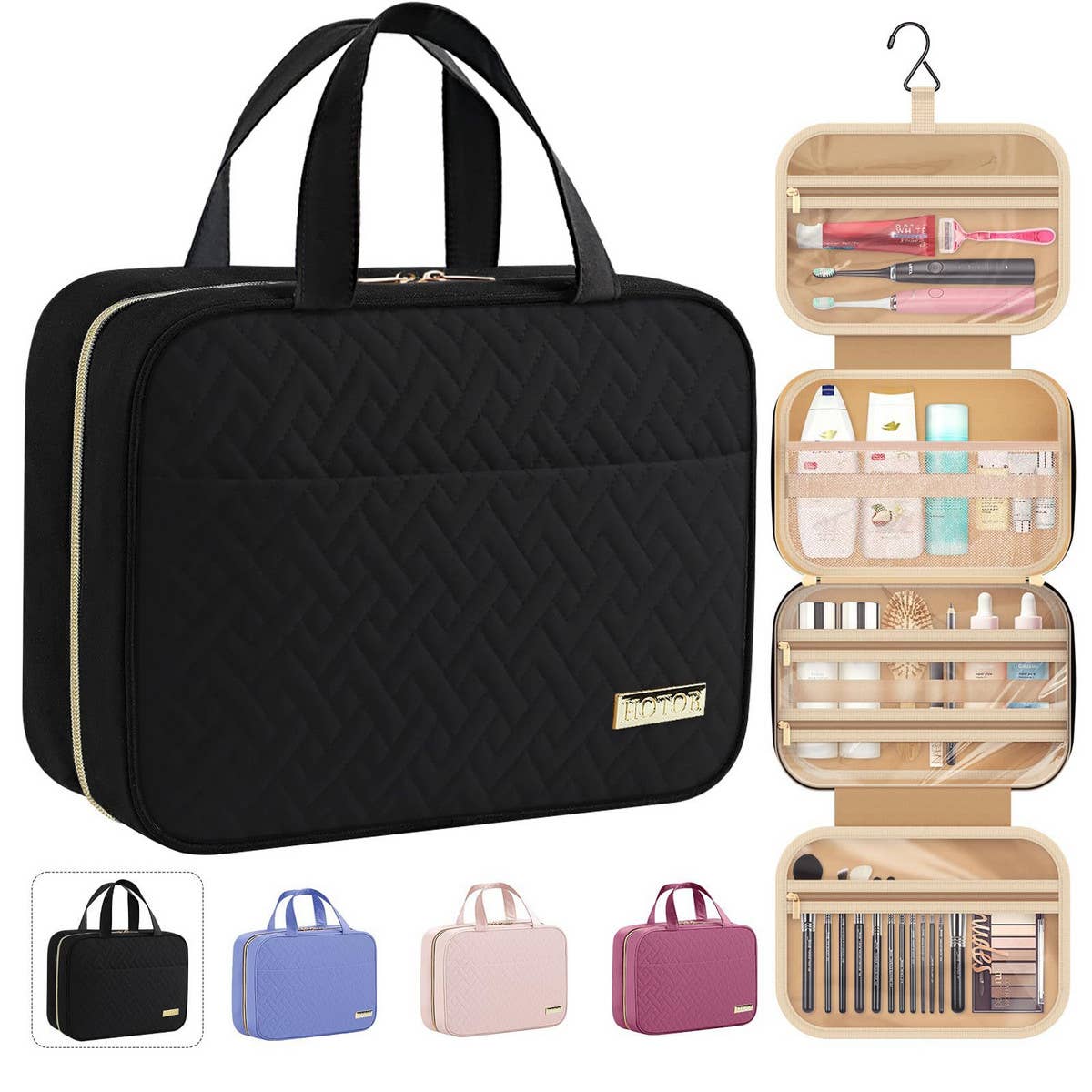 SPACIOUS TOILETRY BAG AND COSMETIC BAG WITH HOOK – Laree + Co