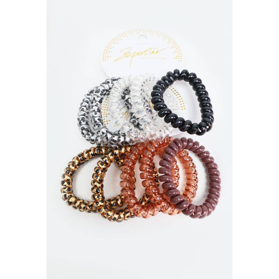 Assrted Spiral Elastic Hair Coil Ties - 3/$1.00