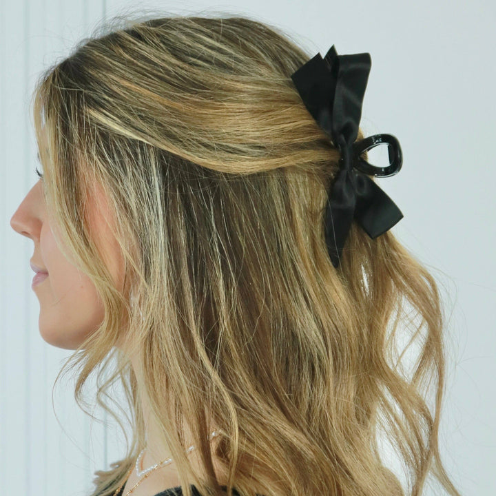 Ribbon Bow Claw Clip - Black