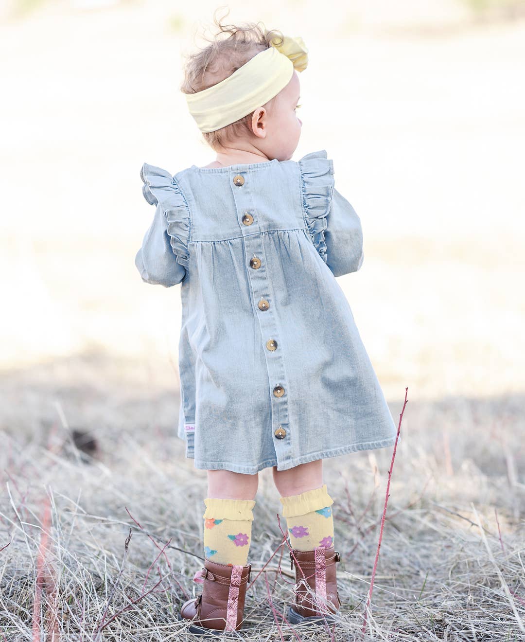 Girls 3-Pack Knee High Ruffle Socks - Antique Blue, Fall Floral & Terra Cotta