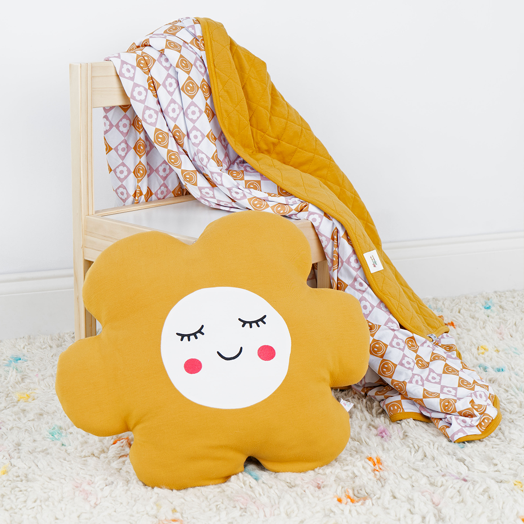 Lucy's Room Yellow Daisy Flower Bamboo Pillow