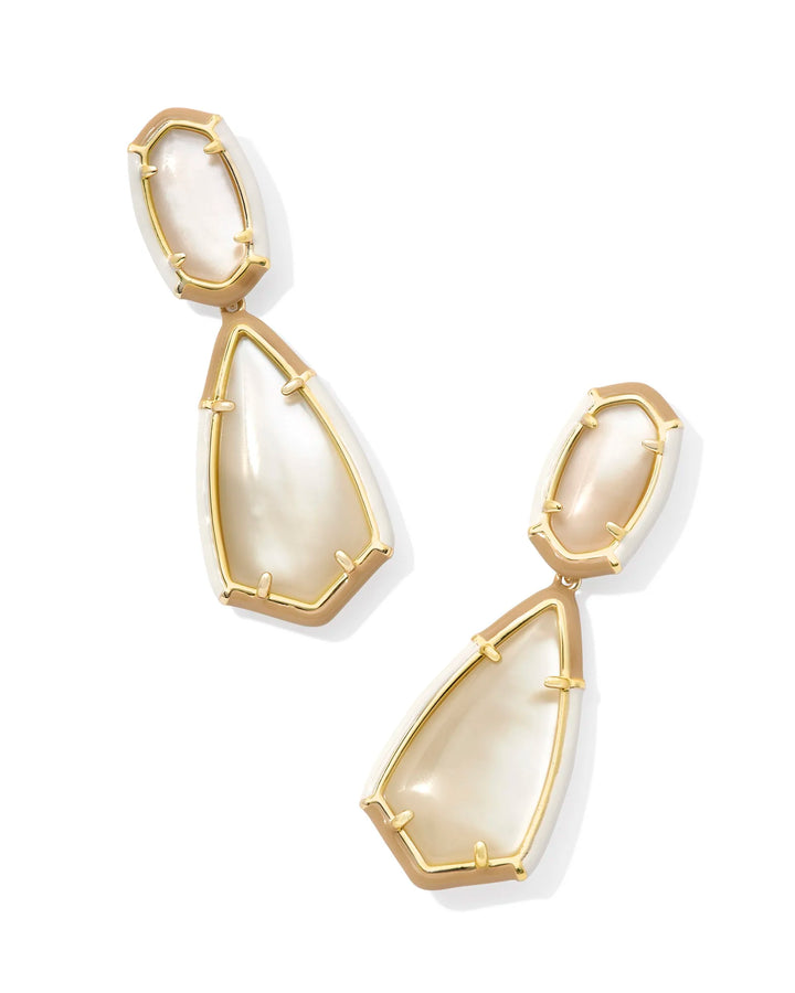 Camry Gold Enamel Frame Statement Earrings