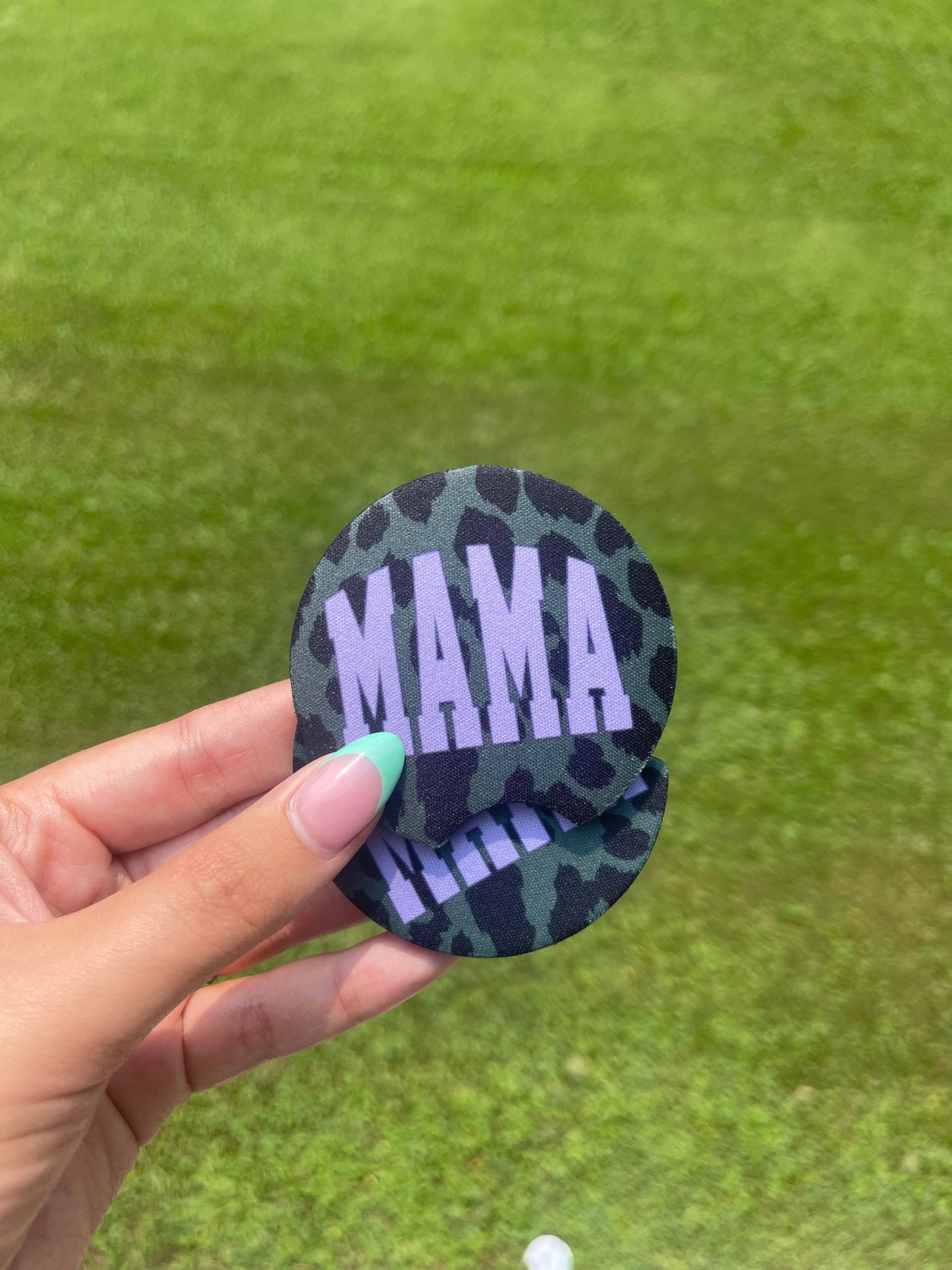 Mama Varsity Leopard Car Coaster Set