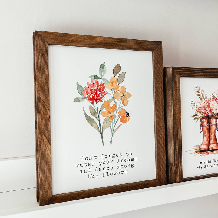 Dance Among The Flowers Framed Wooden Sign