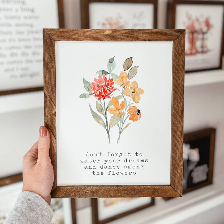 Dance Among The Flowers Framed Wooden Sign