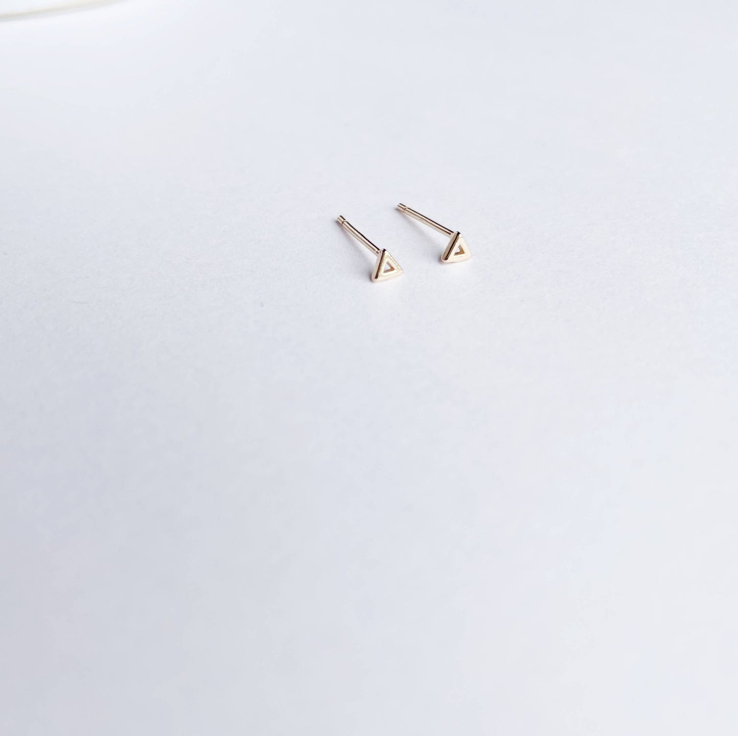 Tiny Tiny Gold Studs Earrings - Tiny Gold Open Triangles