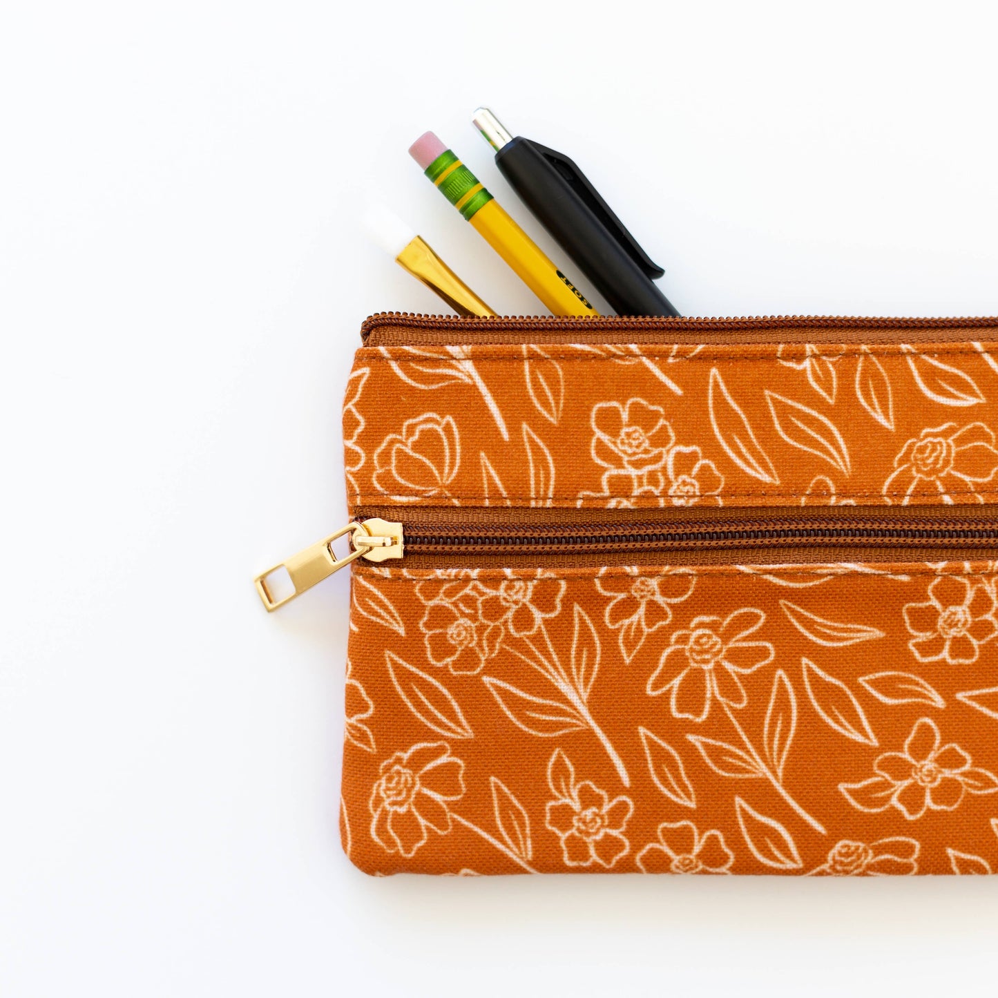 Terracotta Floral Pencil Pouch