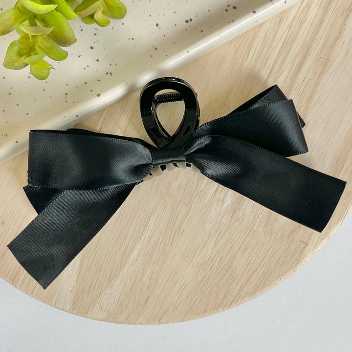 Ribbon Bow Claw Clip - Black