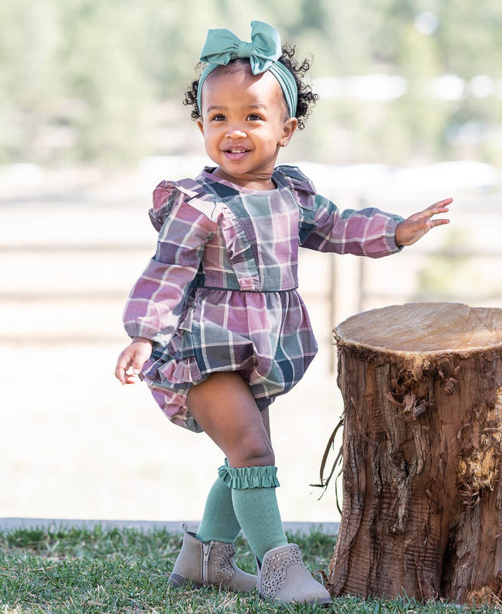 Girls 3-Pack Knee High Ruffle Socks - Antique Blue, Fall Floral & Terra Cotta