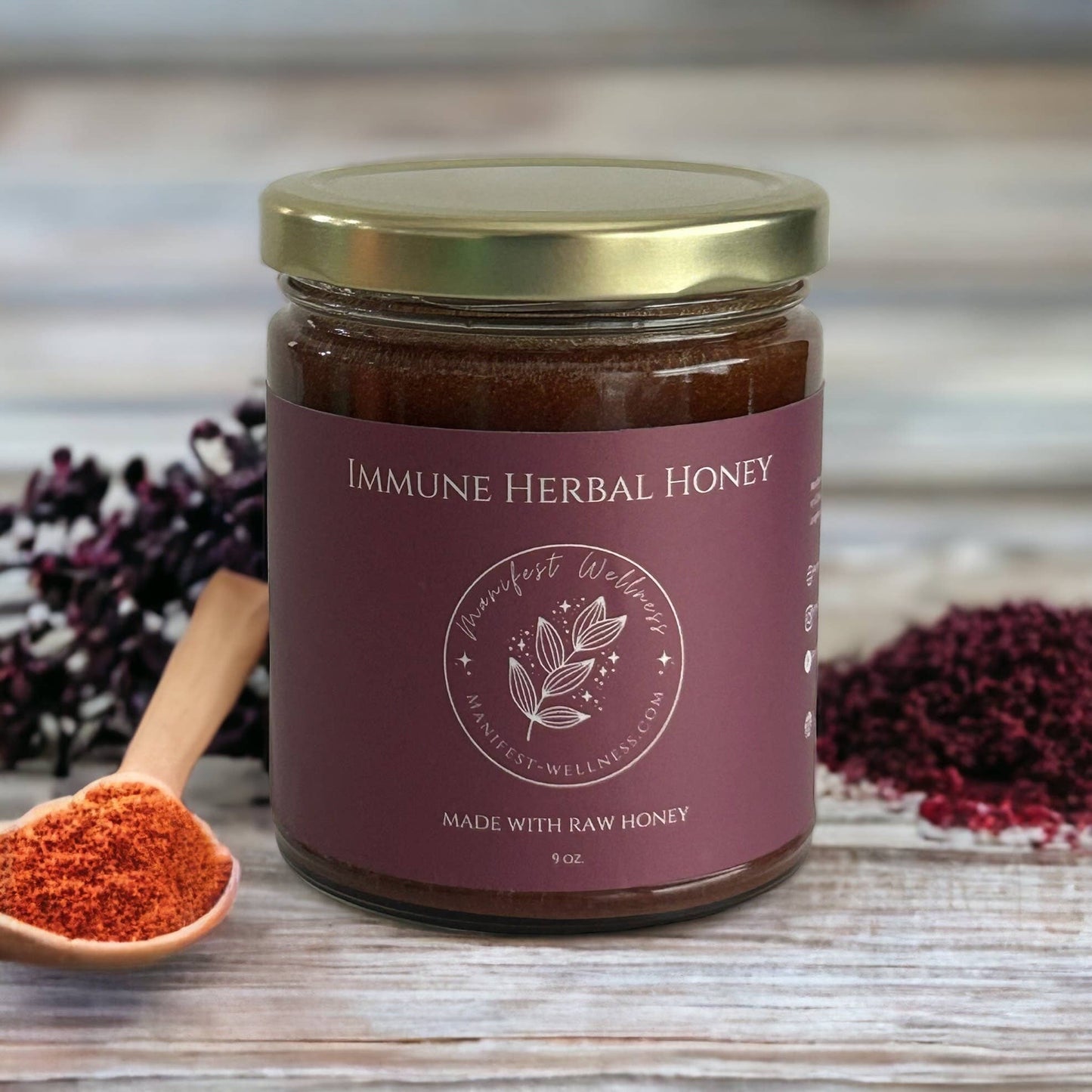 Immune Support Herbal Honey with Elderberry and Spices