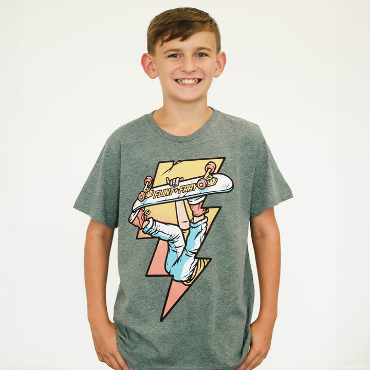 Skateboard Lightning Bolt Kids Tee