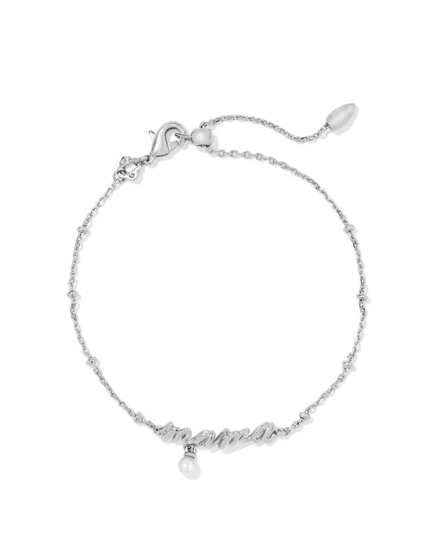 Mama Script Delicate Chain Bracelet in Silver