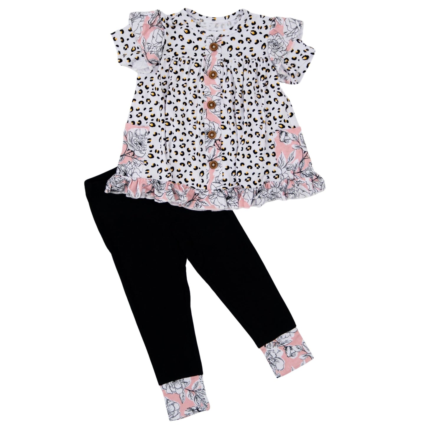 Allie Bamboo Short Sleeve Peplum + Legging Set