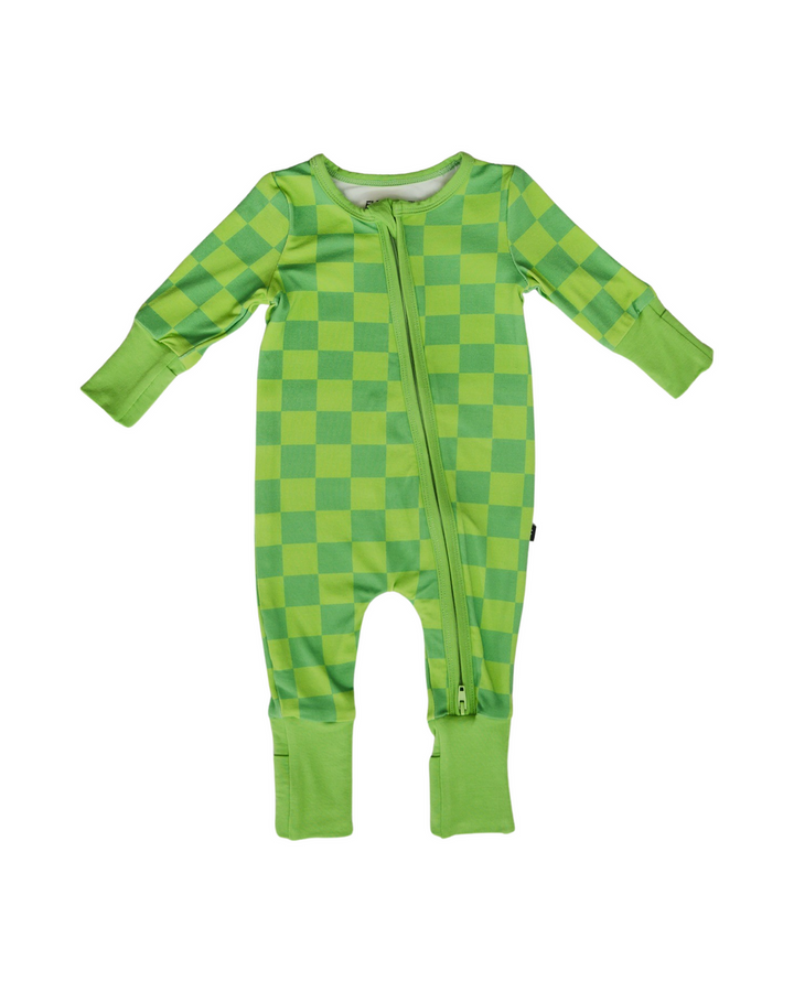 Lime Checkers Convertible Footie