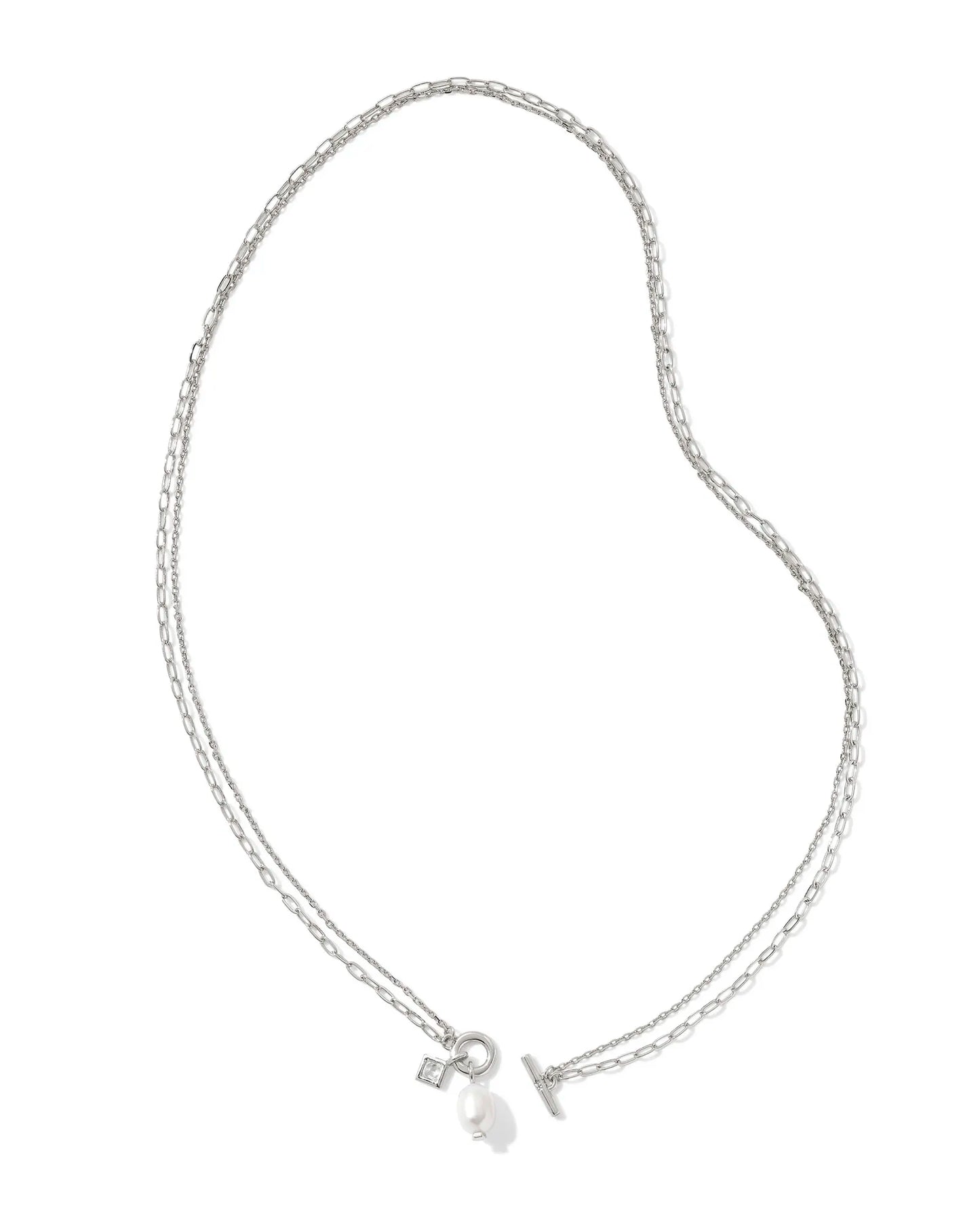 Eve Chain Multi Strand Necklace in White Pearl