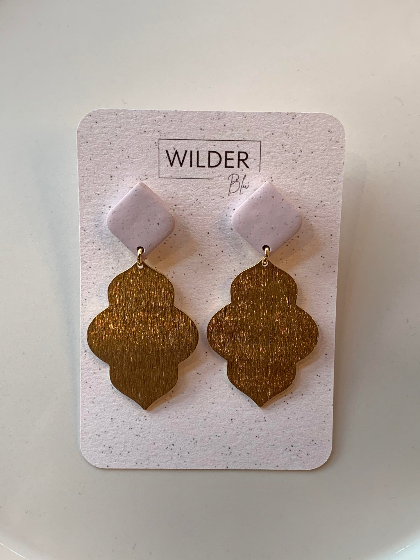 Lilac & Gold Drop Earrings