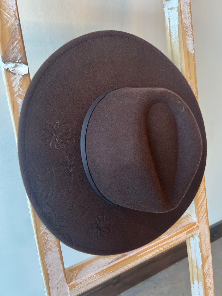 Custom Chocolate Floral Flat Brim Hat