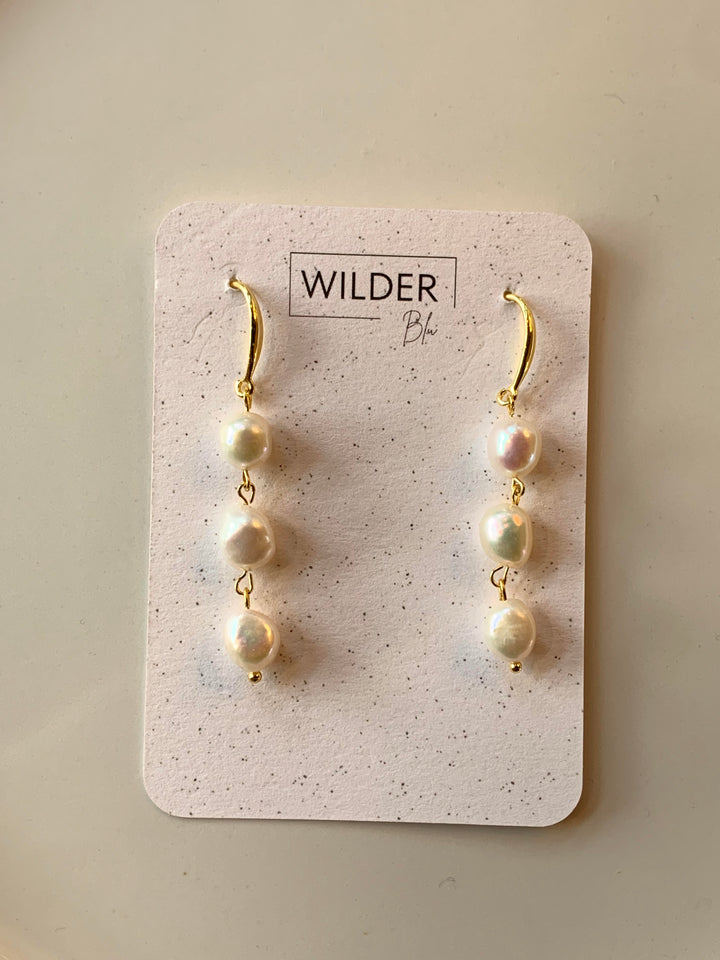 Pearl 3-Drop Earrings
