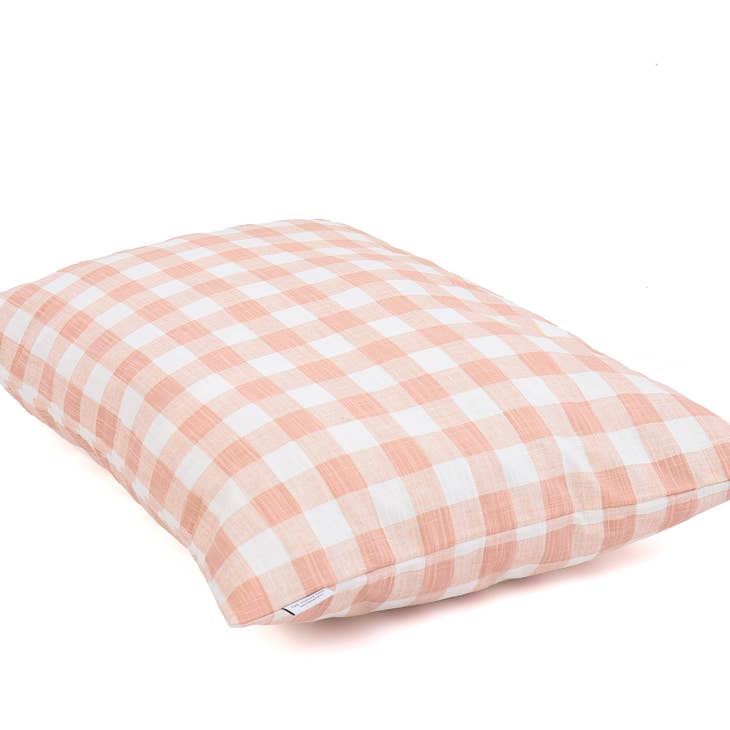 Blush Pink Gingham Check Dog Bed