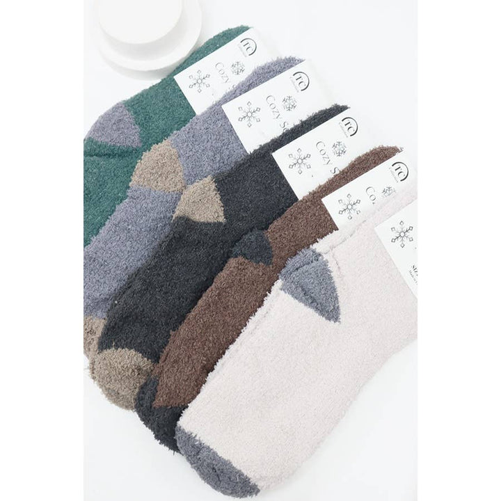 Assorted Two Tone Solid Fuzzy Socks