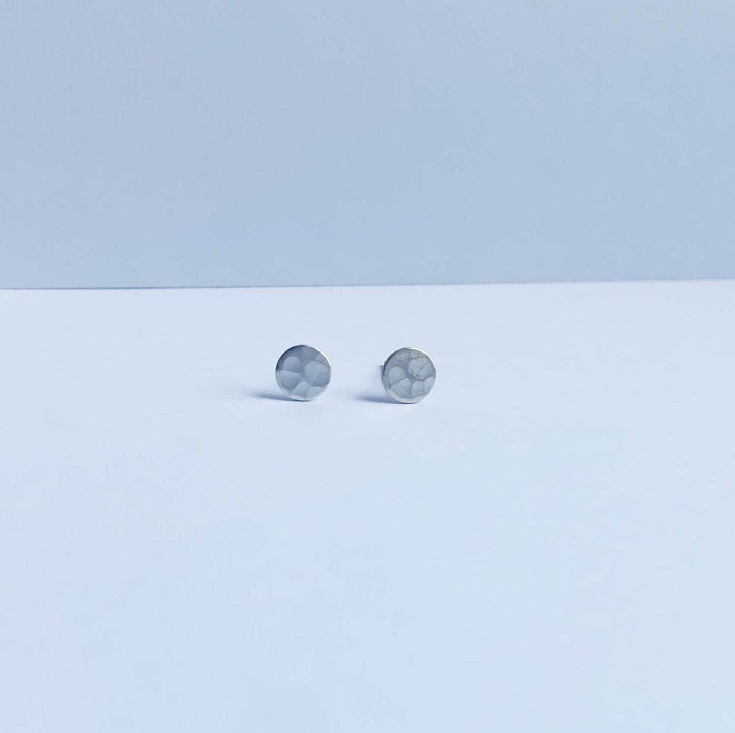 Silver Stud Earrings - Hypoallergenic Textured Circles