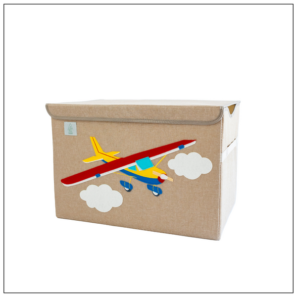 Awesome Airplane Appliquéd, Collapsible Toy Box and Storage Box
