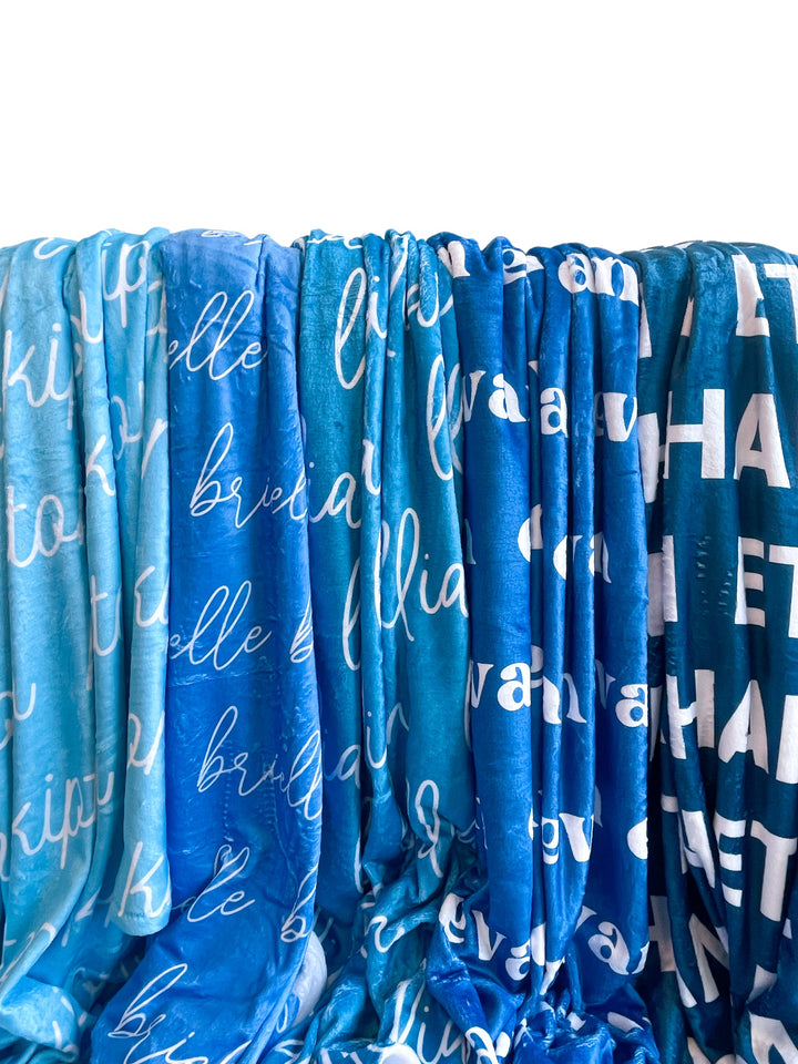 Blue Tones Personalized Minky Blanket-Blanket-Laree + Co.