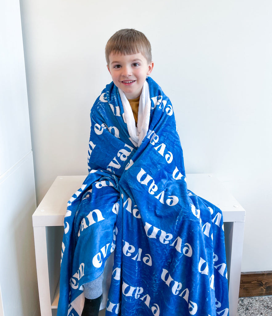 Blue Tones Personalized Minky Blanket-Blanket-Laree + Co.