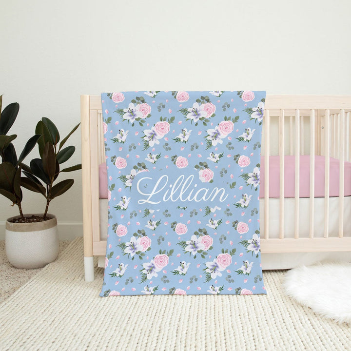 Lillian Floral Personalized Minky Blanket-Blanket-Laree + Co.