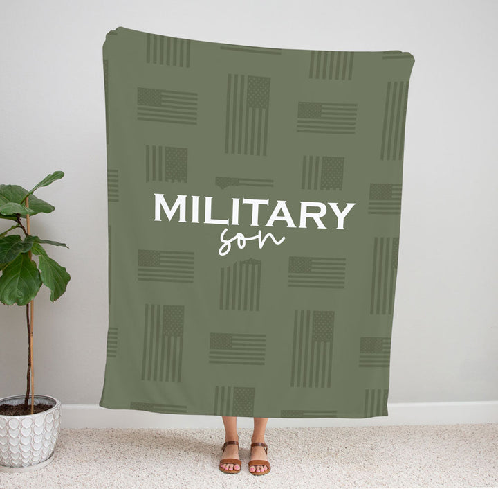 Military Flag Personalized Minky Blanket-Blanket-Laree + Co.