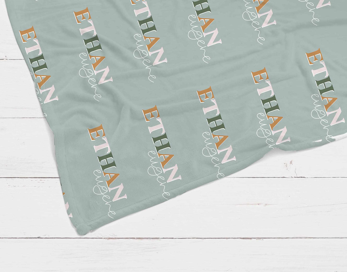 Mint Green Multi-Color Name Personalized Minky Blanket-Blanket-Laree + Co.