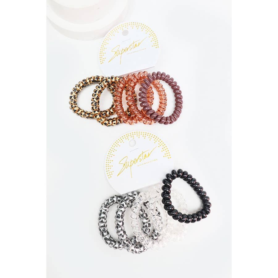 Assrted Spiral Elastic Hair Coil Ties - 3/$1.00