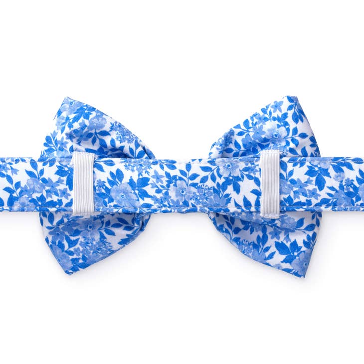 Blue Roses Spring Dog Bow Tie