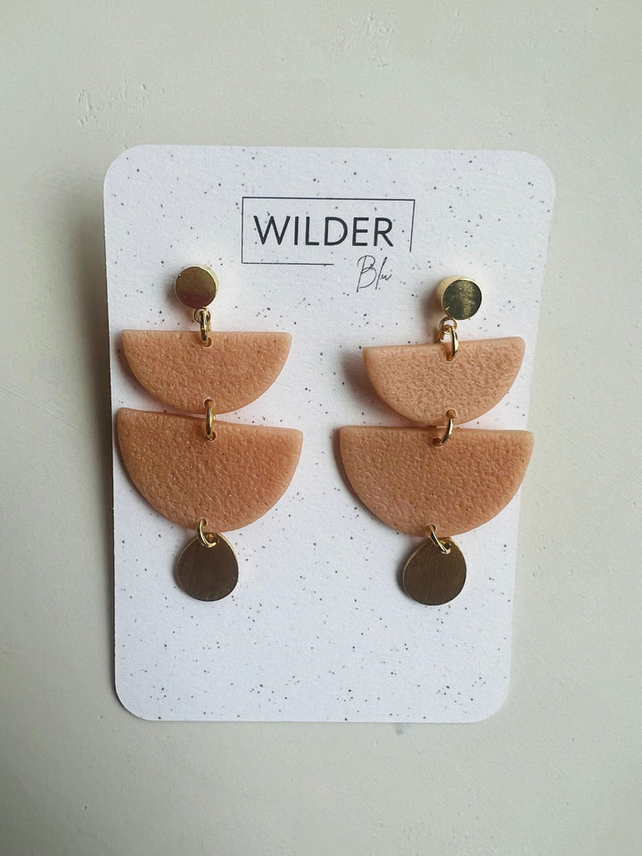 Peach and Gold Clay Earrings
